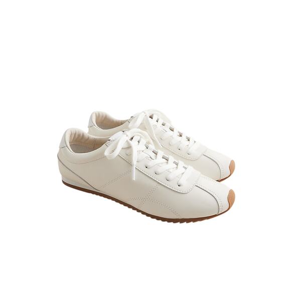 J.Crew �Rec� White Leather Sneakers Size 5 - Picture 1 of 7